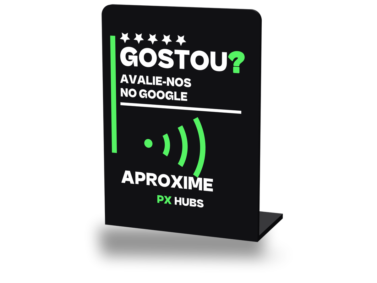 PX Review Stand Universal — placa fina sem código QR, apenas NFC